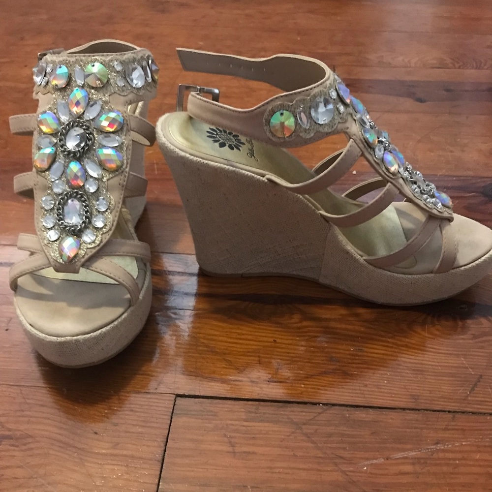 Crystal wedges! Worn once!